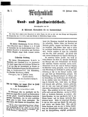 Wochenblatt für Land- und Forstwirthschaft Samstag 13. Februar 1864