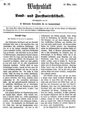 Wochenblatt für Land- und Forstwirthschaft Samstag 19. März 1864