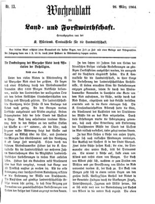 Wochenblatt für Land- und Forstwirthschaft Samstag 26. März 1864