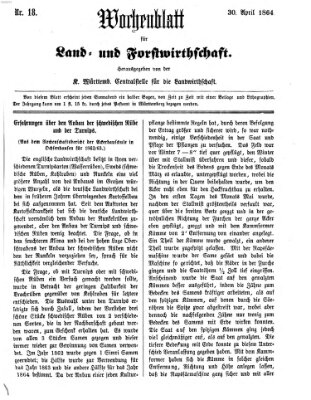 Wochenblatt für Land- und Forstwirthschaft Samstag 30. April 1864