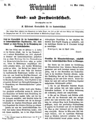 Wochenblatt für Land- und Forstwirthschaft Samstag 14. Mai 1864