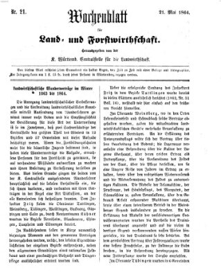 Wochenblatt für Land- und Forstwirthschaft Samstag 21. Mai 1864