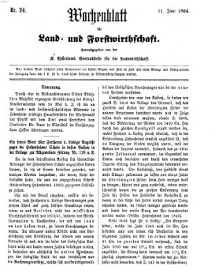 Wochenblatt für Land- und Forstwirthschaft Samstag 11. Juni 1864