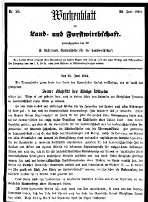 Wochenblatt für Land- und Forstwirthschaft Samstag 25. Juni 1864