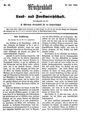 Wochenblatt für Land- und Forstwirthschaft Samstag 23. Juli 1864