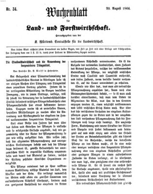 Wochenblatt für Land- und Forstwirthschaft Samstag 20. August 1864