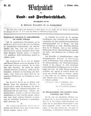 Wochenblatt für Land- und Forstwirthschaft Samstag 1. Oktober 1864