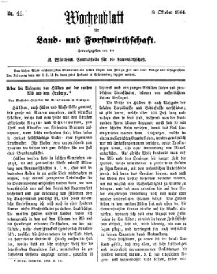 Wochenblatt für Land- und Forstwirthschaft Samstag 8. Oktober 1864