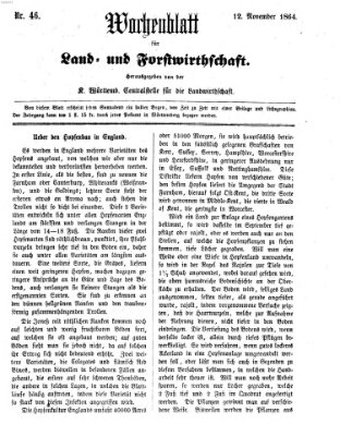 Wochenblatt für Land- und Forstwirthschaft Samstag 12. November 1864