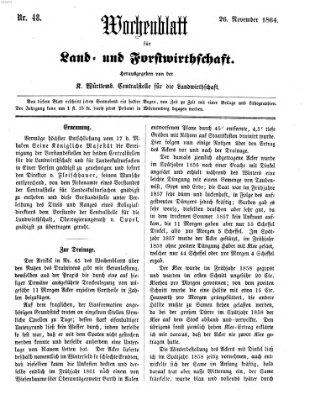 Wochenblatt für Land- und Forstwirthschaft Samstag 26. November 1864