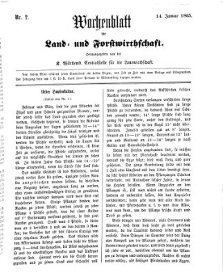 Wochenblatt für Land- und Forstwirthschaft Samstag 14. Januar 1865