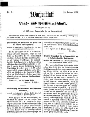 Wochenblatt für Land- und Forstwirthschaft Samstag 25. Februar 1865