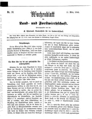 Wochenblatt für Land- und Forstwirthschaft Samstag 11. März 1865