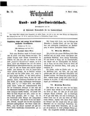 Wochenblatt für Land- und Forstwirthschaft Samstag 8. April 1865