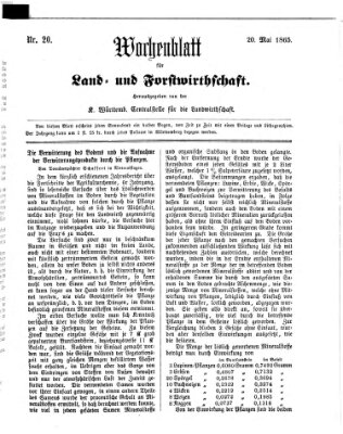 Wochenblatt für Land- und Forstwirthschaft Samstag 20. Mai 1865