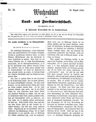 Wochenblatt für Land- und Forstwirthschaft Samstag 26. August 1865