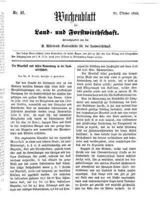 Wochenblatt für Land- und Forstwirthschaft Samstag 21. Oktober 1865