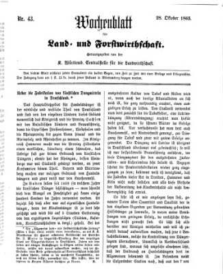 Wochenblatt für Land- und Forstwirthschaft Samstag 28. Oktober 1865