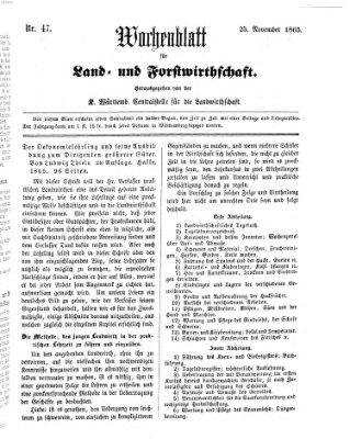 Wochenblatt für Land- und Forstwirthschaft Samstag 25. November 1865