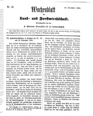 Wochenblatt für Land- und Forstwirthschaft Samstag 16. Dezember 1865