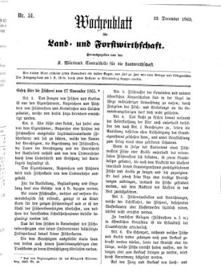 Wochenblatt für Land- und Forstwirthschaft Samstag 23. Dezember 1865