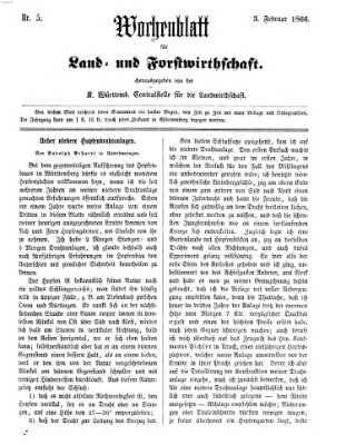 Wochenblatt für Land- und Forstwirthschaft Samstag 3. Februar 1866