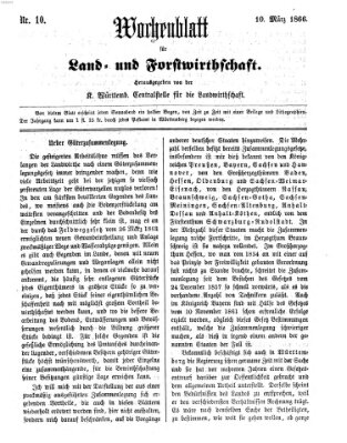 Wochenblatt für Land- und Forstwirthschaft Samstag 10. März 1866