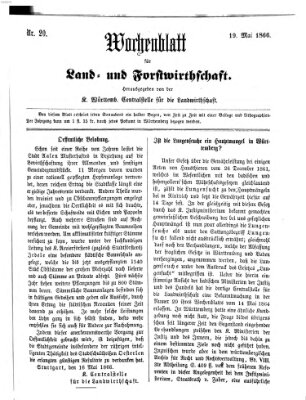 Wochenblatt für Land- und Forstwirthschaft Samstag 19. Mai 1866