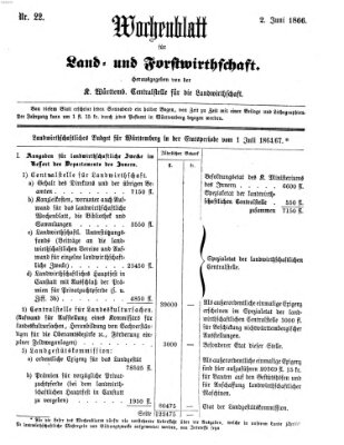 Wochenblatt für Land- und Forstwirthschaft Samstag 2. Juni 1866