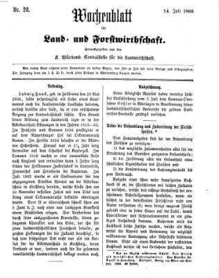 Wochenblatt für Land- und Forstwirthschaft Samstag 14. Juli 1866