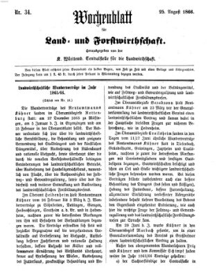 Wochenblatt für Land- und Forstwirthschaft Samstag 25. August 1866