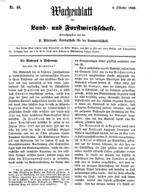 Wochenblatt für Land- und Forstwirthschaft Samstag 6. Oktober 1866