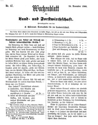 Wochenblatt für Land- und Forstwirthschaft Samstag 24. November 1866