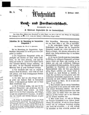 Wochenblatt für Land- und Forstwirthschaft Samstag 2. Februar 1867