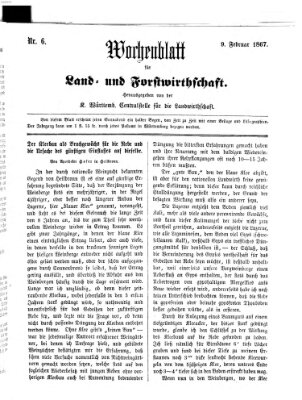 Wochenblatt für Land- und Forstwirthschaft Samstag 9. Februar 1867