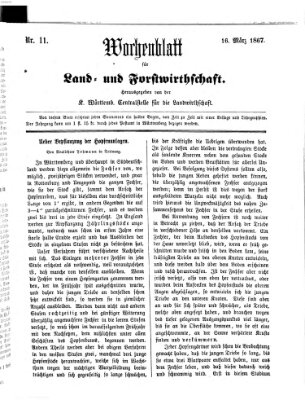 Wochenblatt für Land- und Forstwirthschaft Samstag 16. März 1867