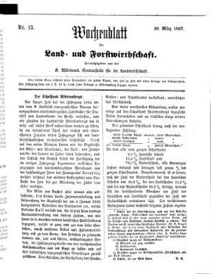 Wochenblatt für Land- und Forstwirthschaft Samstag 30. März 1867