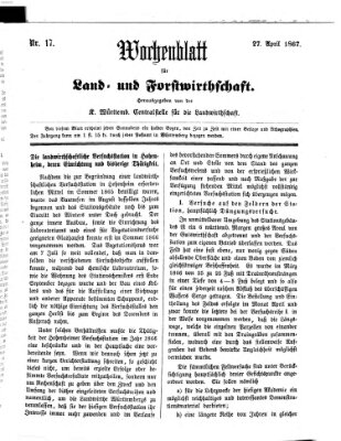 Wochenblatt für Land- und Forstwirthschaft Samstag 27. April 1867