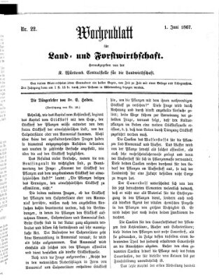 Wochenblatt für Land- und Forstwirthschaft Samstag 1. Juni 1867