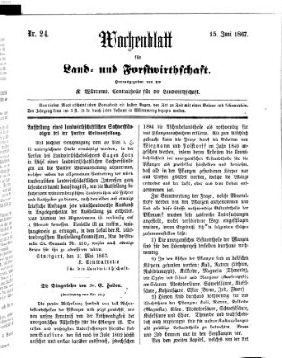 Wochenblatt für Land- und Forstwirthschaft Samstag 15. Juni 1867