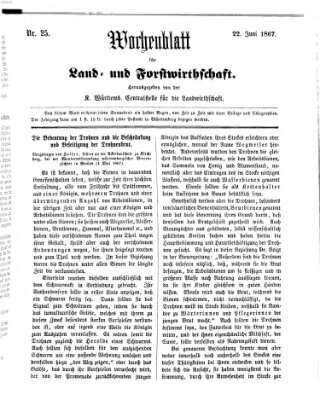 Wochenblatt für Land- und Forstwirthschaft Samstag 22. Juni 1867