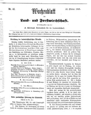 Wochenblatt für Land- und Forstwirthschaft Samstag 12. Oktober 1867