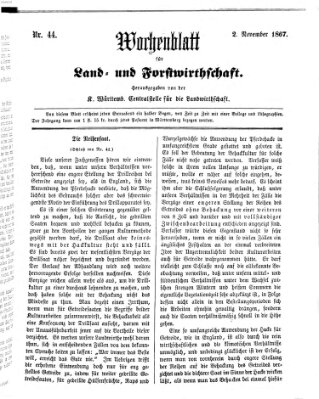 Wochenblatt für Land- und Forstwirthschaft Samstag 2. November 1867