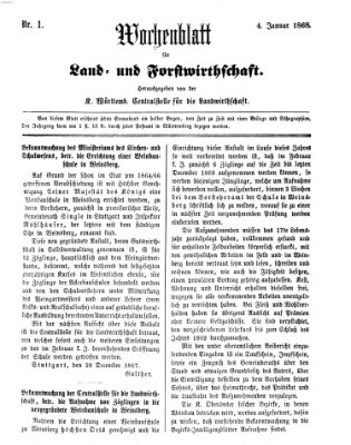 Wochenblatt für Land- und Forstwirthschaft Samstag 4. Januar 1868