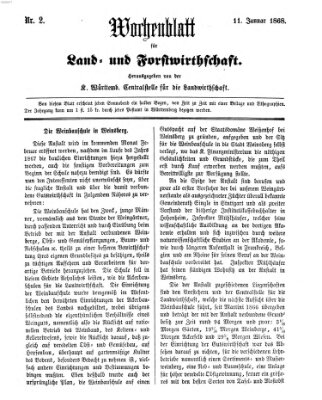 Wochenblatt für Land- und Forstwirthschaft Samstag 11. Januar 1868