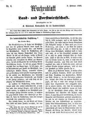 Wochenblatt für Land- und Forstwirthschaft Samstag 8. Februar 1868