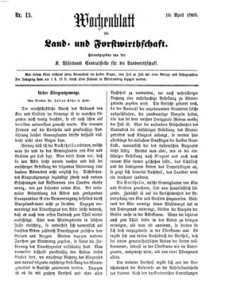 Wochenblatt für Land- und Forstwirthschaft Freitag 10. April 1868