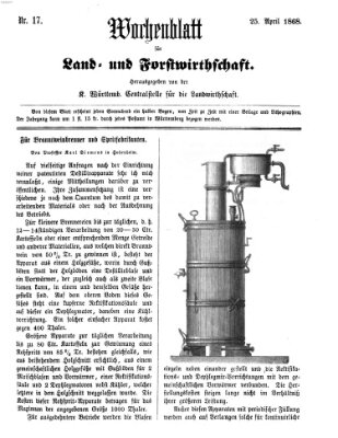 Wochenblatt für Land- und Forstwirthschaft Samstag 25. April 1868