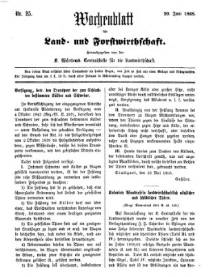 Wochenblatt für Land- und Forstwirthschaft Samstag 20. Juni 1868