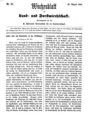 Wochenblatt für Land- und Forstwirthschaft Samstag 29. August 1868